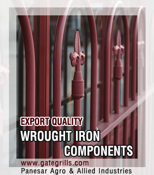 wrought iron components, ornamental iron hardware, gate grill items & accessories, fencing & railing, steel decorative products in india, punjab ludhiana